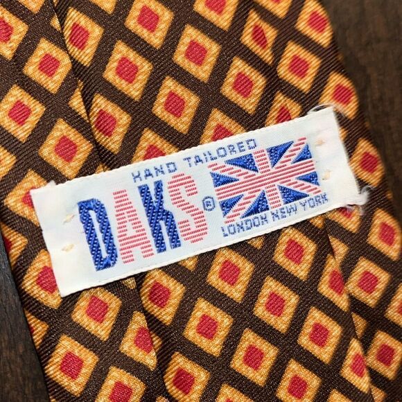 Daks London plaid Diamond print silk retro men’s vintage neck tie business smart - Picture 4 of 4